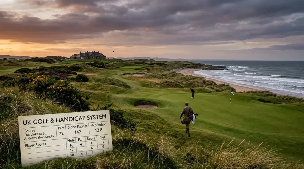 Visual representing UK golf links course and handicap