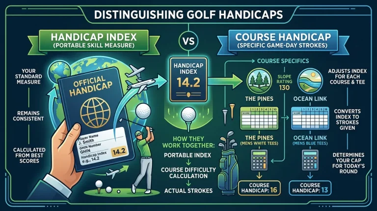 Golf Handicap Index concept showing a player's handicap rating